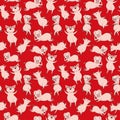 Seamless pattern with cheerful pigs.