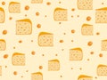 Seamless pattern with cheese. Cheese with holes. Vector Royalty Free Stock Photo