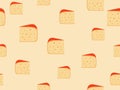 Seamless pattern with cheese. Cheese with holes. Vector Royalty Free Stock Photo