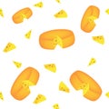 Seamless pattern cheese, more cheese. Vector illustrated for wallpaper, packaging and textiles.