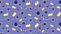Seamless pattern with cheesecakes and blueberries