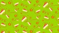 Seamless pattern with cheesecake and physalis