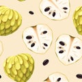 Seamless pattern with cherimoya