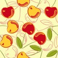 Seamless pattern with cherries