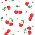 Seamless pattern with cherries on white background. Royalty Free Stock Photo