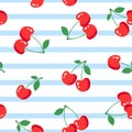 Seamless pattern with cherries on white background. Vector illustration Royalty Free Stock Photo