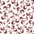 Seamless pattern with cherry berries. Vector line art print Royalty Free Stock Photo
