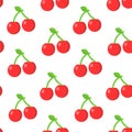 Seamless pattern with cherry in flat style. Vector illustration Royalty Free Stock Photo