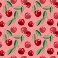 Seamless pattern of a cherry.