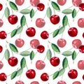 Seamless pattern with cherry.Food picture.