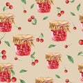 Seamless pattern of cherry jam Royalty Free Stock Photo