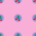 Seamless pattern cherry leaf with blue circle gradient on pastel Royalty Free Stock Photo