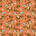 Seamless pattern with cherubs Royalty Free Stock Photo