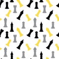 Seamless pattern with chess pieces. Vector background with chess king, queen, rook, bishop, knights, pawn Royalty Free Stock Photo