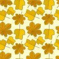 Seamless pattern with chestnut and tulip poplar autumn leaves.