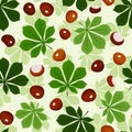 Seamless pattern with chestnuts and green chestnut