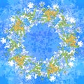 Seamless pattern with chicory. Round kaleidoscope of flowers and floral elements