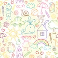 Seamless pattern with child drawings