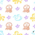 Seamless pattern. Children\'s drawings with wax crayons Royalty Free Stock Photo