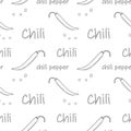 Seamless pattern of Chili pepper, peppercorn with lettering. Latin American cuisine. Mexican spices