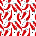 Seamless pattern with chilli pepper and seeds.