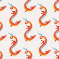 Seamless pattern of Chinese dragons in flat style. Design background for textile on new year 2024