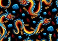 Seamless pattern with Chinese dragons.