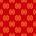 Seamless pattern with a Chinese prosperity symbol Royalty Free Stock Photo