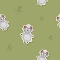 Seamless pattern with Chinese Zodiac Goat Sign