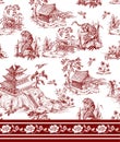 Seamless pattern in chinoiserie style for fabric or interior design Royalty Free Stock Photo