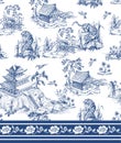 Seamless pattern in chinoiserie style for fabric or interior design. Royalty Free Stock Photo
