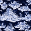 Seamless pattern in chinoiserie style for fabric or interior design. Royalty Free Stock Photo