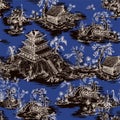 Seamless pattern in chinoiserie style for fabric or interior design. Royalty Free Stock Photo