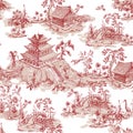 Seamless pattern in chinoiserie style for fabric or interior design. Royalty Free Stock Photo