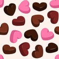 Seamless pattern with chocolate hearts