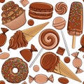 Seamless pattern with chocolate sweets.