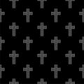 Seamless pattern with Christian crosses isolated on black background Royalty Free Stock Photo