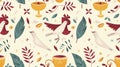 seamless pattern with christian religion icons, holy communion: bible, dove, chalice, candle, wheat ear; great for Royalty Free Stock Photo