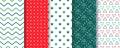Seamless pattern. Christmas backgrounds. Red green prints. Set holiday textures. Set wrapping papers