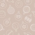 Seamless pattern with Christmas balls on a beige background. vector illustration Royalty Free Stock Photo