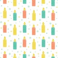 Seamless pattern with Christmas candles. Festive background.