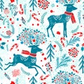 Seamless pattern Christmas deer. Vector illustration Royalty Free Stock Photo