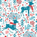 Seamless pattern Christmas deer. Vector illustration Royalty Free Stock Photo