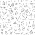 Seamless Pattern of Christmas Doodles Sketch