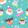 Seamless pattern with Christmas elements in doodle style vector Royalty Free Stock Photo