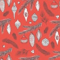 Seamless pattern with Christmas elements. Vector illustration. Royalty Free Stock Photo