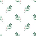 Seamless pattern with christmas flower, omela, leaf