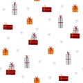 Seamless pattern with Christmas gift boxes. Vector Royalty Free Stock Photo