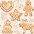 Seamless pattern with christmas ginger cookies