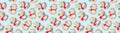 Seamless pattern with Christmas gingerbread, bulls cookies isolated on light blue background. Winter baking at Xmas or New Year Royalty Free Stock Photo